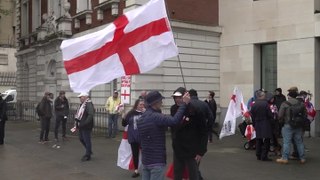 Supporters of Tommy Robinson gather outside Westminster Magistrates Court
