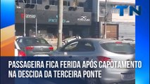 Passageira fica ferida após capotamento na descida da Terceira Ponte