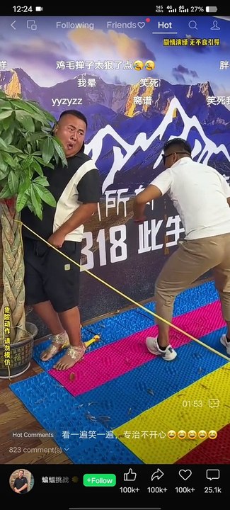 Challenge to strike with stick with blinded eyes