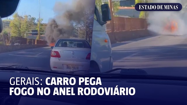 Carro pega fogo no Anel Rodoviário em BH