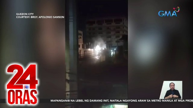 Kawad ng poste sa Old Samson Rd., pumutok at nagliyab; mga bahay, nawalan ng suplay kuryente | 24 Oras