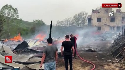 Kastamonu'da 2 ev, sera ve ahırlar yandı