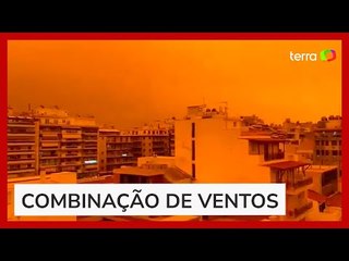 Nuvens de poeira do Saara fazem céu da Grécia ficar laranja