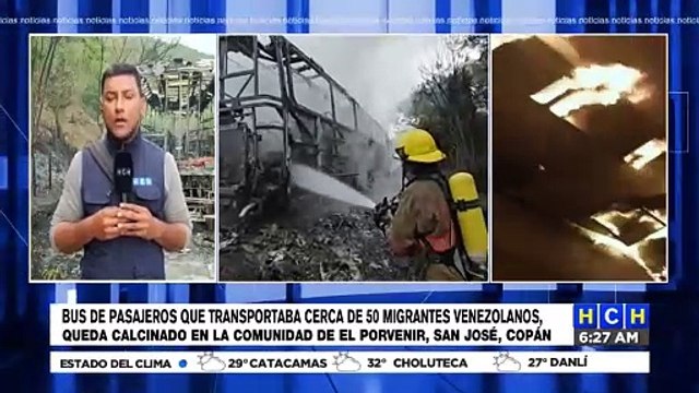 ¡Por poco es tragedia! Achicharrado termina bus de migrantes en Copán, y ellos viven para contarlo