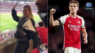 Fans say Martin Odegaard ‘winning on and off the pitch’ as stunning Wag dances in stands as Arsenal batter Chelsea