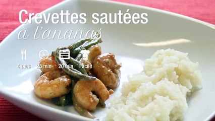 Recette de crevettes sautées à l'ananas et aux haricots verts