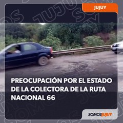 Mal estado de la colectora Ruta Nacional 66