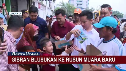 Gibran Sapa Warga Rusun Muara Baru Sambil Bagikan Susu Gratis untuk Anak-Anak