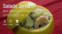 Recette de la salade de riz au pamplemousse,crevettes et comté