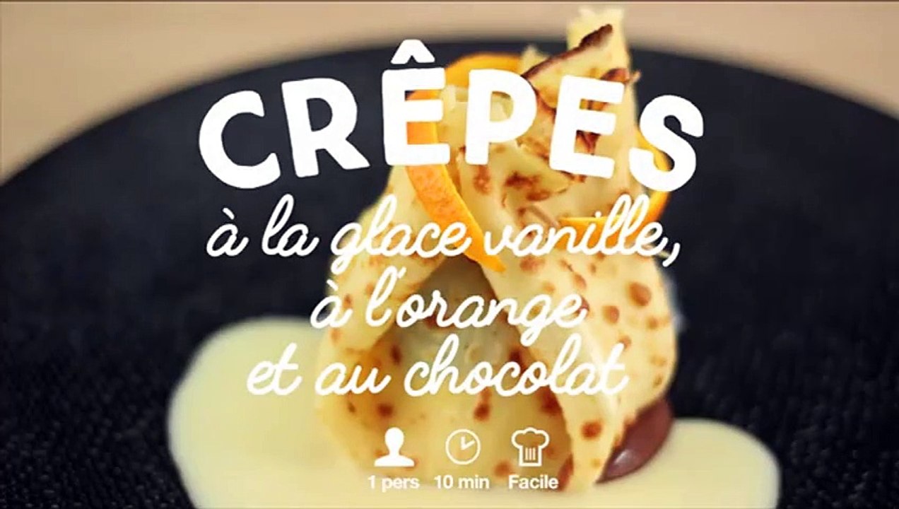 Crêpe à la glace vanille, orange et chocolat - CuisineAZ
