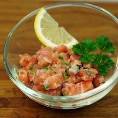 Tartare de saumon frais carré