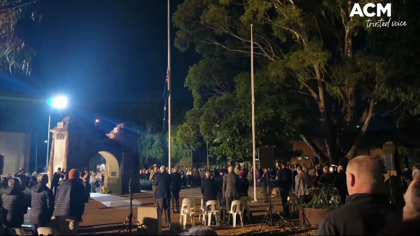 The Last Post is played at the Wollongong 2024 Anzac Day dawn service.