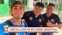 hincha llegó en bici desde argentina