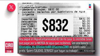 Vecina exhibe cobro de $832 de la alcaldía Benito Juárez por el agua contaminada