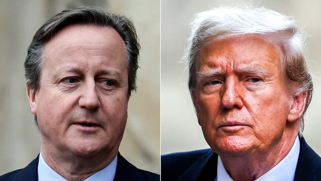 David Cameron laughs as he describes Donald Trump in two words following recent meeting