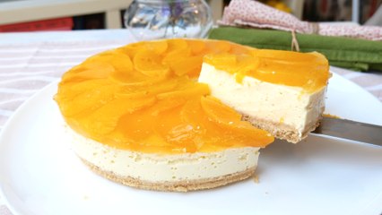 Cheesecake de melocotón sin horno