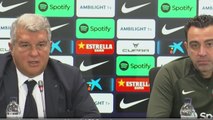 Rueda de prensa completa de Xavi y Laporta