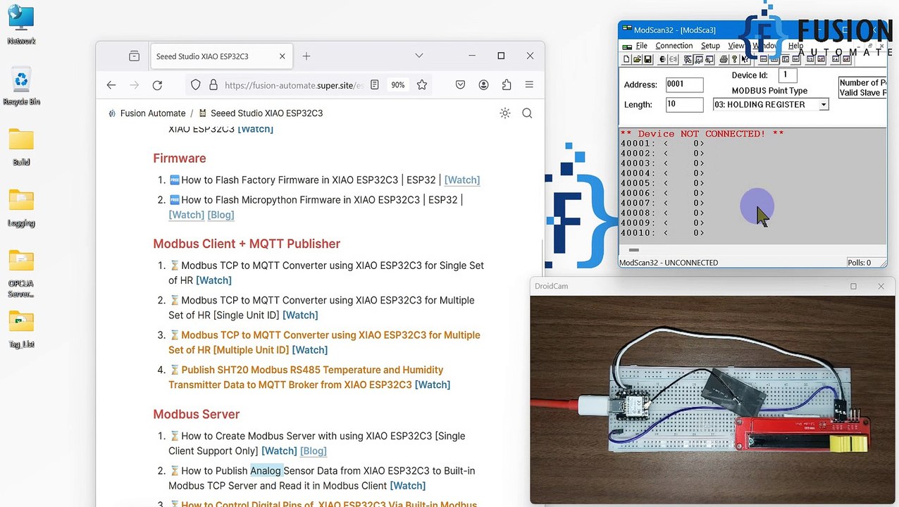Publishing Analog Data via XIAO ESP32C3 to Built in Modbus TCP/IP Server | IoT | IIoT |