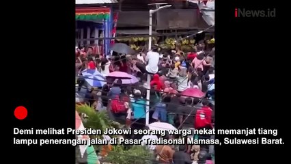 Demi Melihat Presiden Jokowi, Pria Nekat Panjat Tiang Lampu Penerangan di Mamasa