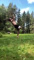 Man Performs Single Leg Front and Back Flip