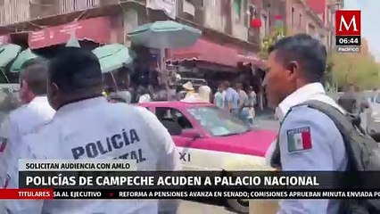 Policías de Campeche acuden a Palacio Nacional y solicitan audiencia con AMLO
