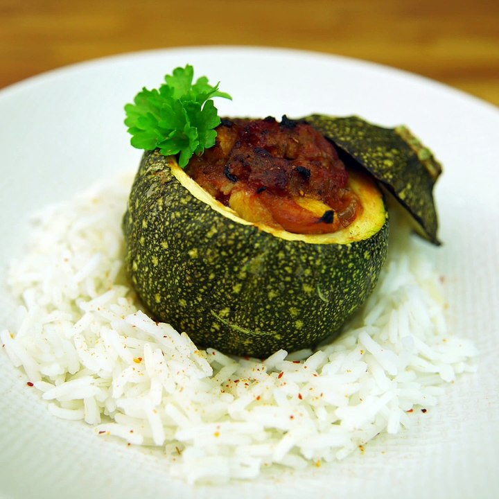 Courgettes rondes farcies carré