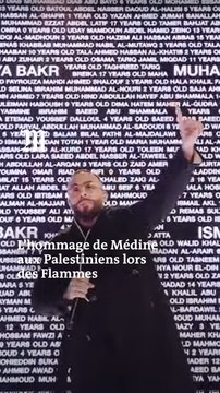 Le rappeur Médine rend hommage aux Palestiniens lors de la cérémonie des Flammes