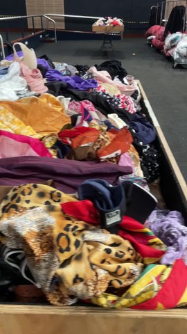 Preparations begin for Wollongong's first vintage kilo sale at the Uni Hall at the University of Wollongong.