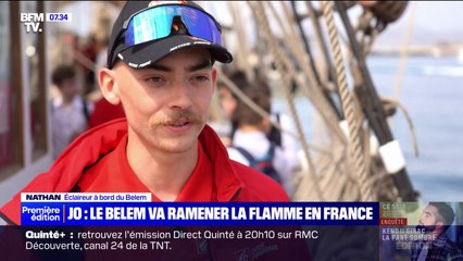 JO 2024: à bord du Belem avec les éclaireurs chargés de ramener la flamme olympique en France