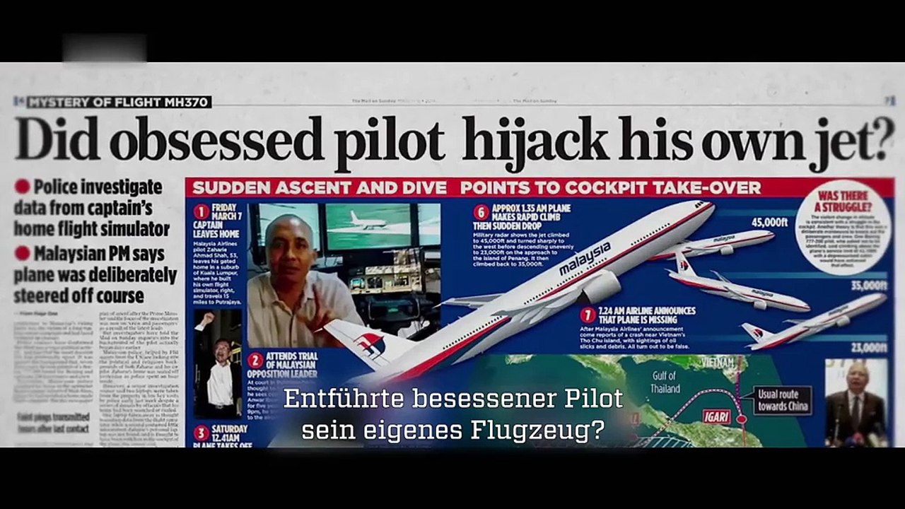 Flug MH370 Unglück oder Vorsatz-Verschollen über dem Meer