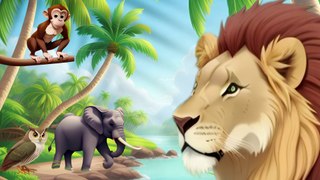 Bedtime Stories For Kids | The Lion, Elephant, and Monkey  Story.