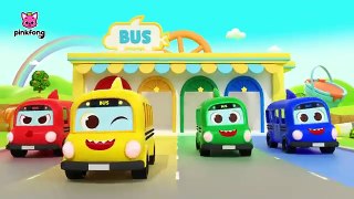 Color Buses Yellow Bus- Where are You Finger Family Tune 3D Car - Bus Song Pinkfong