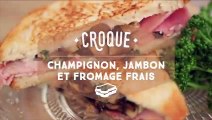 Croque au jambon, champignons et fromage frais - CuisineAZ