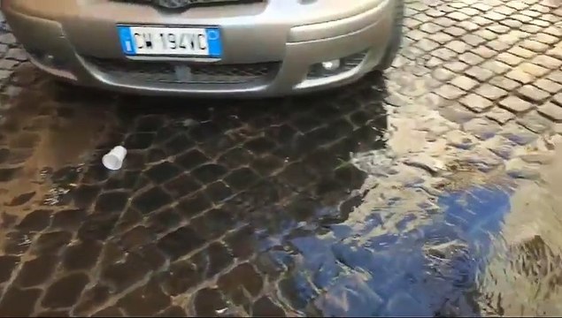 Trastevere, l'acqua (da giorni) esce dai sampietrini in via di San Francesco di Sales