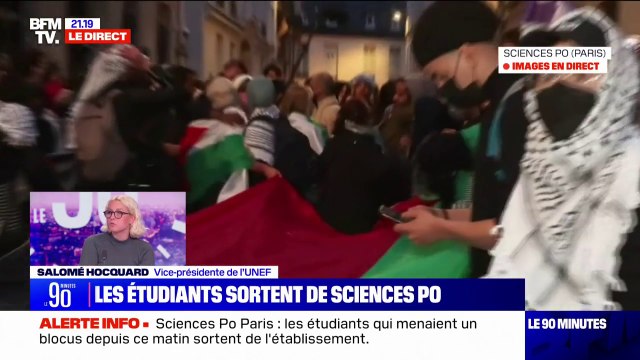 Levée du blocus de Sciences Po Paris: L'administration envoie un message clair aux étudiants sur le soutien des populations palestiniennes , pour Salomé Hocquard (vice-présidente de l'UNEF)
