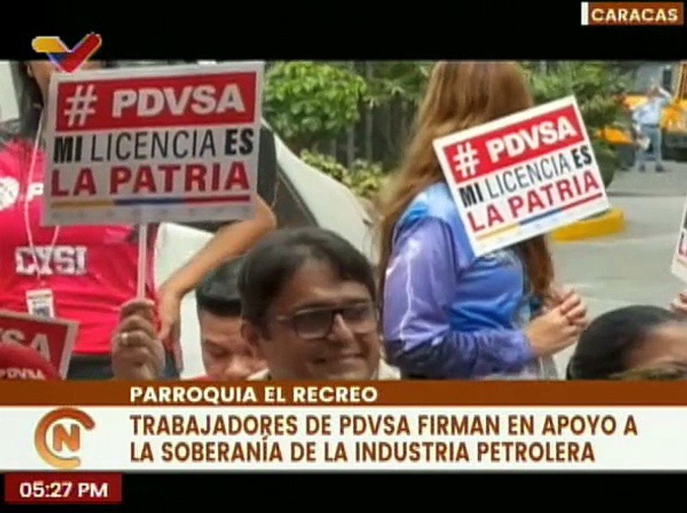 Caracas | Trabajadores petroleros expresan su rechazo a las medidas coercitivas impuestas por EE.UU.