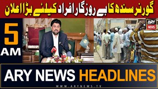 ARY News 5 AM Headlines | 27th April 2024 | Sindh Governor's Big Announcement
