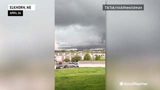 Large tornado spins toward Nebraska community