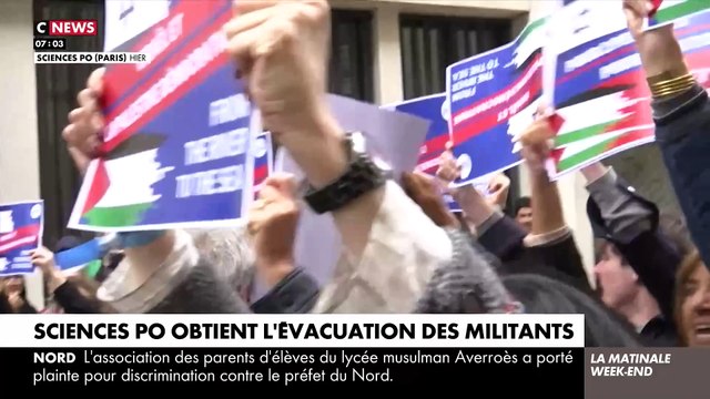 Science-Po : Regardez en 80 secondes le résumé de cette folle journée, alors que le bâtiment a été libéré hier soir par les pro-palestiniens malgré la présences et les déclarations des Insoumis qui appelaient au soulèvement