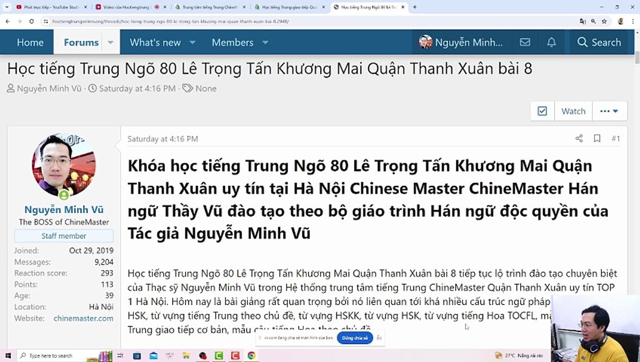 Học tiếng Trung Ngõ 80 Lê Trọng Tấn Khương Mai Quận Thanh Xuân bài 8