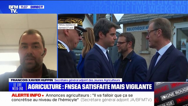 Annonces des mesures pour l'agriculture par Gabriel Attal: Pour l'instant, il n'y a pas nécessité d'avoir des tracteurs dans les rues , déclare François Xavier Huppin, secrétaire général adjoint des Jeunes Agriculteurs