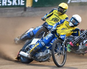 Robert Kościecha i Kacper Łobodziński po meczu Betard - GKM