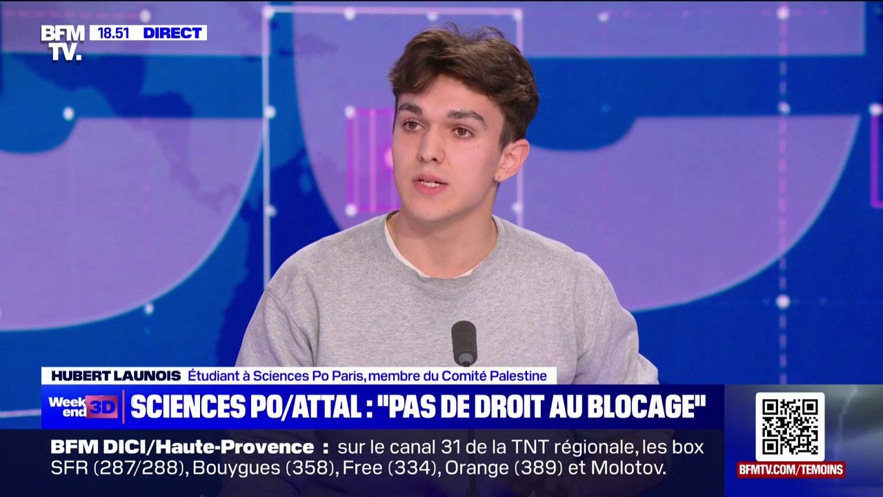 Manifestation pour Gaza à Sciences-Po: "On est déterminés et on reste mobilisés", affirme Hubert Launois étudiant et membre du Comité Palestine