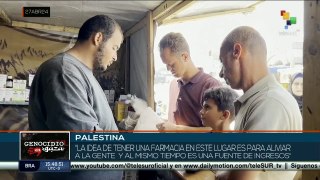 En Palestina instalaron la primera farmacia en tienda de campaña