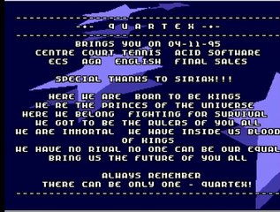 Amiga Cracktro - Centre Court Tennis by Quartex