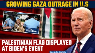 US: Protesters drape huge Palestinian flag at Biden’s White House Dinner Venue | Oneindia