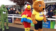 Mascot Gold Cup at Wetherby Races: Watch as mascots from clubs and businesses from across the UK warm up ready for the annual Mascot Gold Cup