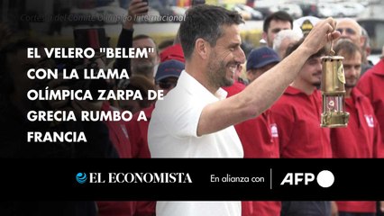 El velero "Belem" con la llama olímpica zarpa de Grecia rumbo a Francia