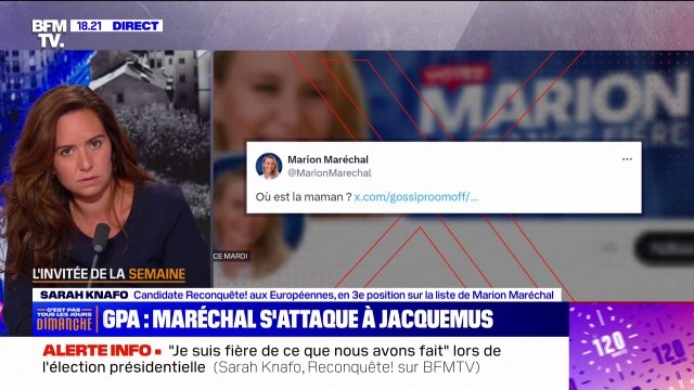 Tweet de Marion Maréchal sur la GPA: Il n'y a aucune homophobie , affirme Sarah Knafo