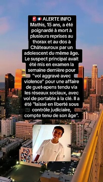 Meurtre brutal à Châteauroux : Un adolescent poignardé à mort par un pair